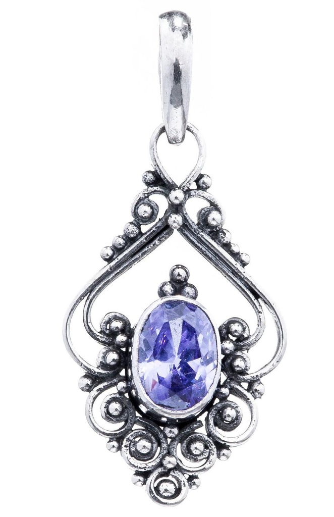 [As30-4] Amulett, Anhänger 'Salia - Amethyst' aus Silber 925 - Mittelalter, Larp, Reenactment Schmuck