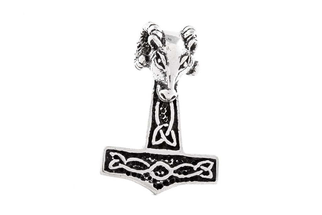 Thorshammer Mjölnir Anhänger 'Widderhammer' aus Silber 925 - Mittelalter, Larp, Reenactment Schmuck