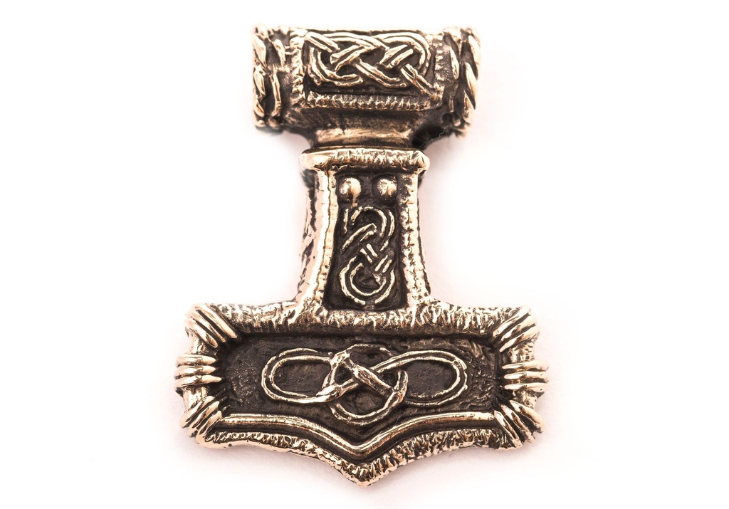[atb52] Thorshammer Anhänger ASGARDHAMMER aus Bronze – Mjölnir Wikinger Amulett 3,5 cm