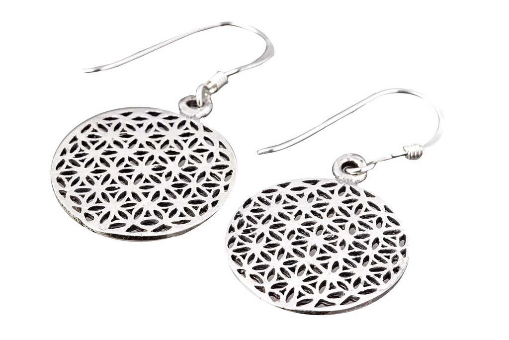 [oh135] Ohrhänger 'Svala Die Blume des Lebens' Silber 925 -  Schmuck für Mittelalter, Reenactment und Larp