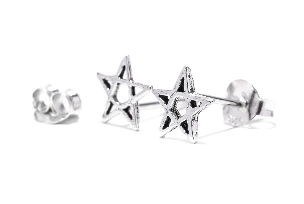 Ohrstecker 'Iskandar Pentagramm' Sterling Silber 925 - Schmuck für Mittelalter, Reenactment und Larp