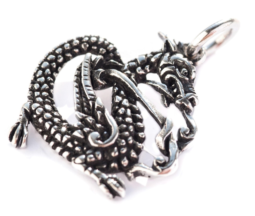 [ad10] Wikinger Drachen-Anhänger DARYL aus 925er Silber – Keltischer Drache als Symbol für Kraft und Weisheit (2,5 cm)