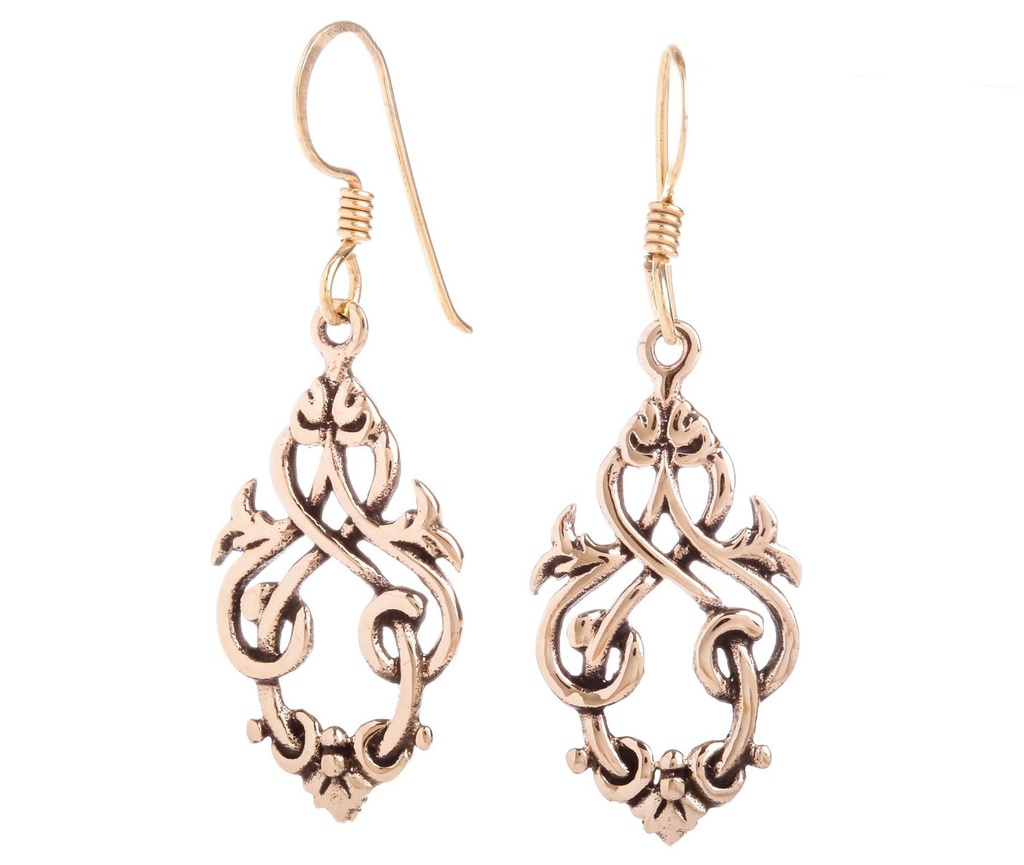 MANJA Ohrringe aus Bronze – Mittelalterlicher Ohrschmuck mit Ornamentik 4 cm