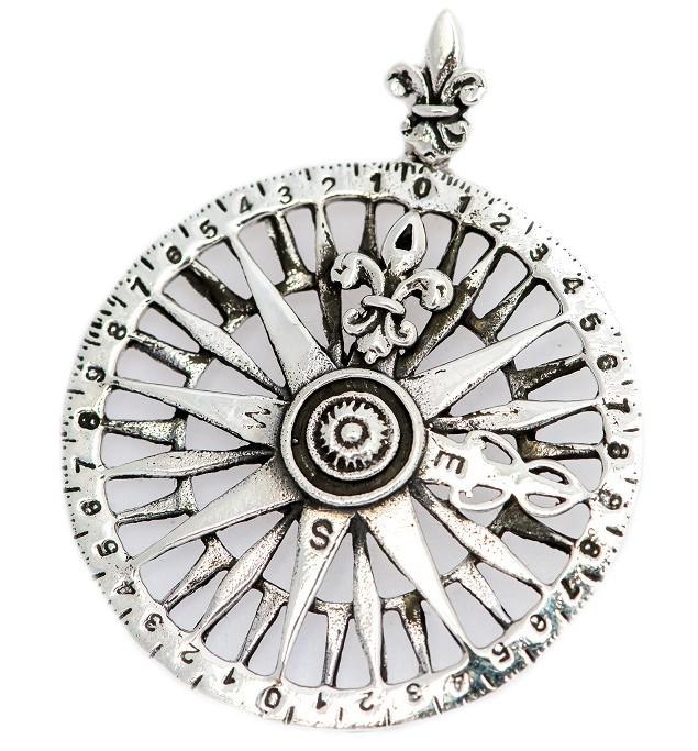 [am212] Anhänger 'Windrose' Kompass Mittelalter Schmuck Silber