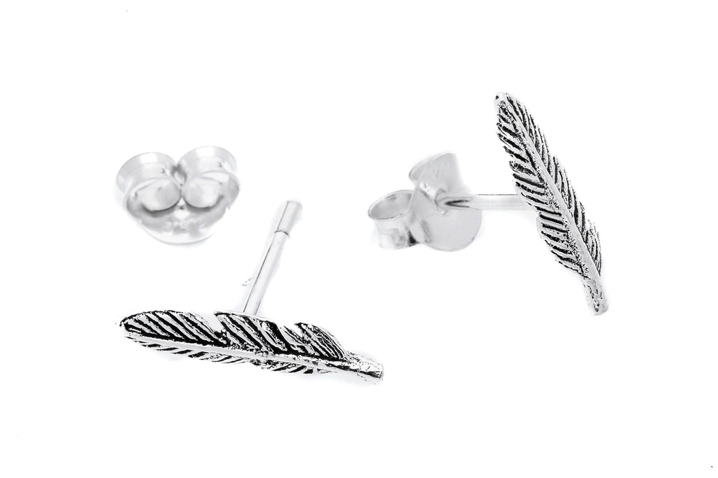 [ost91] Ohrstecker 'Feder Kiana' Sterling Silber 925 - Schmuck für Mittelalter, Reenactment und Larp