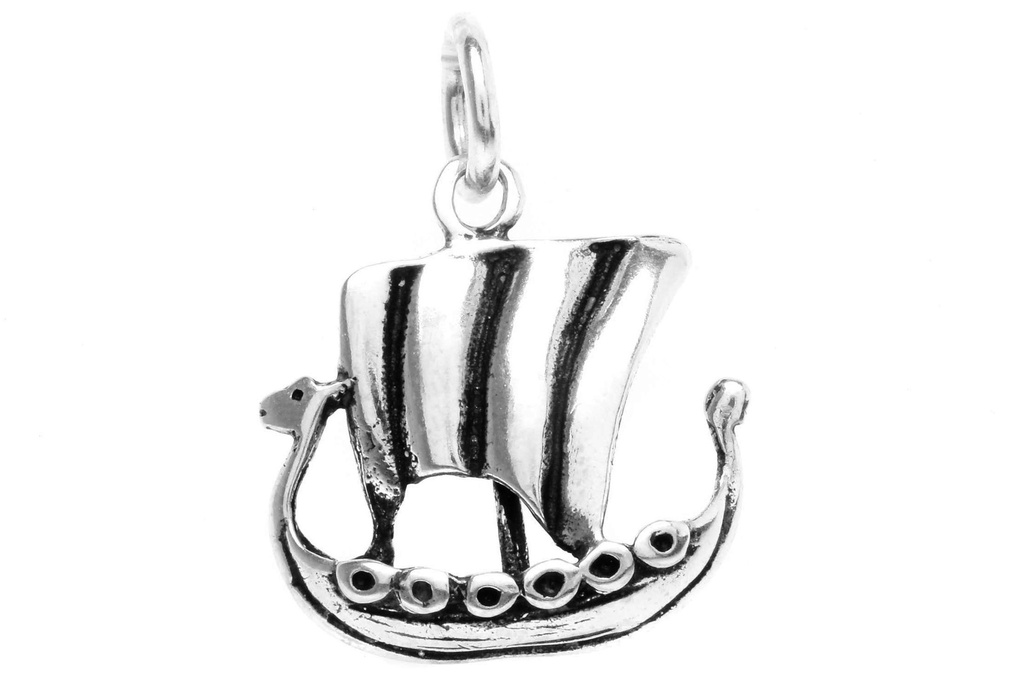 [av23] Wikinger Anhänger 'Wikinger Drachenboot' aus Silber 925 - Mittelalter, Larp, Reenactment Schmuck