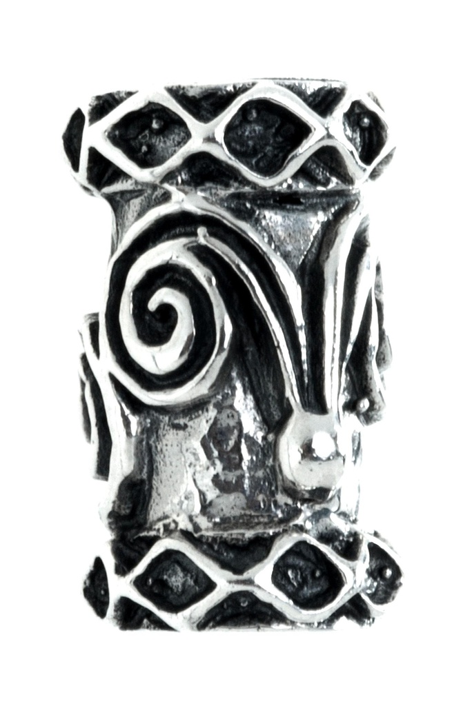 [ap10] Keltische Perle "Dvalin" aus Silber 925 – Bart- & Haarperle mit Doppelspirale 1,4 cm