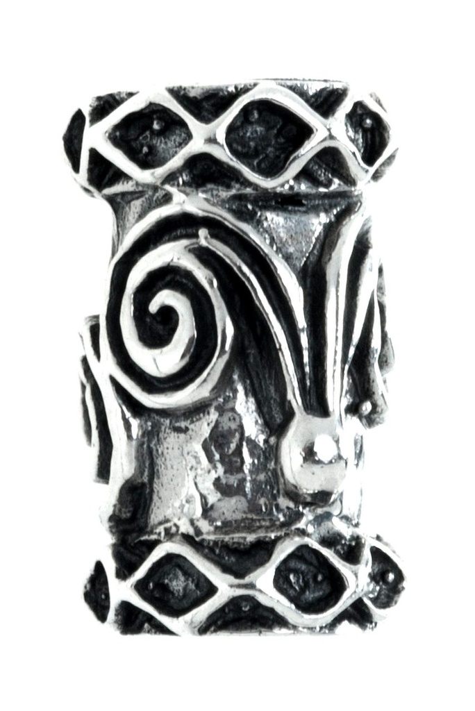 Keltische Perle "Dvalin" aus Silber 925 – Bart- & Haarperle mit Doppelspirale 1,4 cm