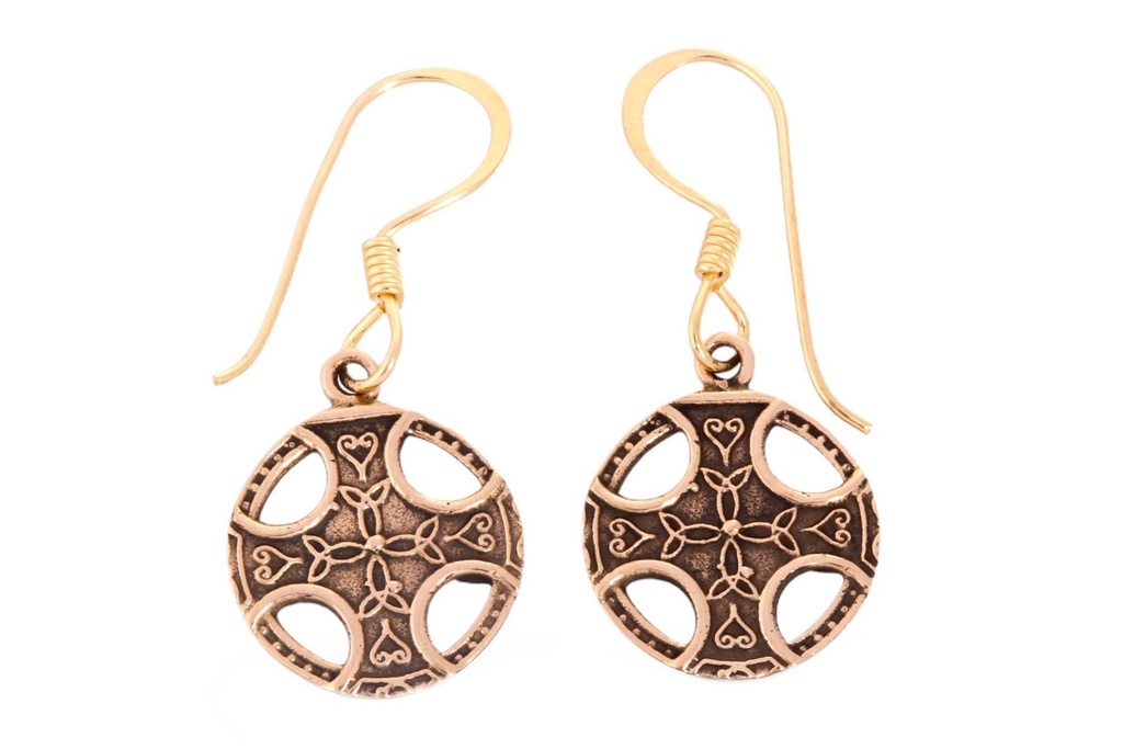 Ohrhänger 'Keltisches Kreuz' Bronze Schmuck für Mittelalter, Reenactment und Larp