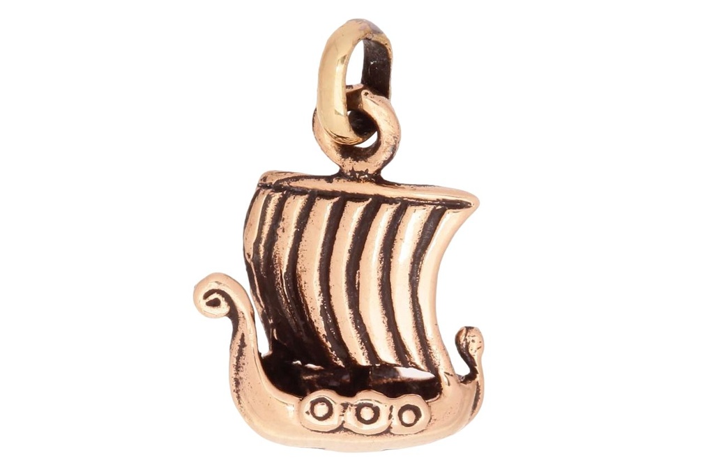 [Avb506-2] Wikinger Anhänger 'Árvakur - Kleines Wikingerboot' aus Bronze - Mittelalter, Larp, Reenactment Schmuck