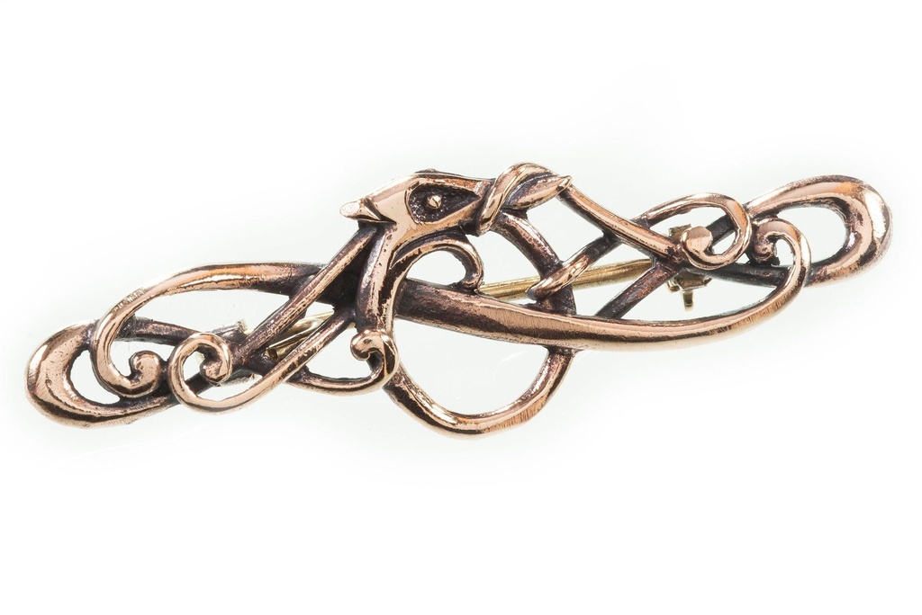 [fb76] Fibel Brosche 'Wikinger Drache - Thialthar' aus Bronze - Mittelalter, Larp, Fantasy Schmuck