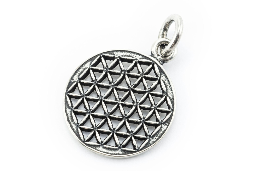 [WK2015-am159] Kleiner Schmuck-Anhänger CINA Ø 1,6 cm – Blume des Lebens aus 925er Silber für Harmonie & Schutz