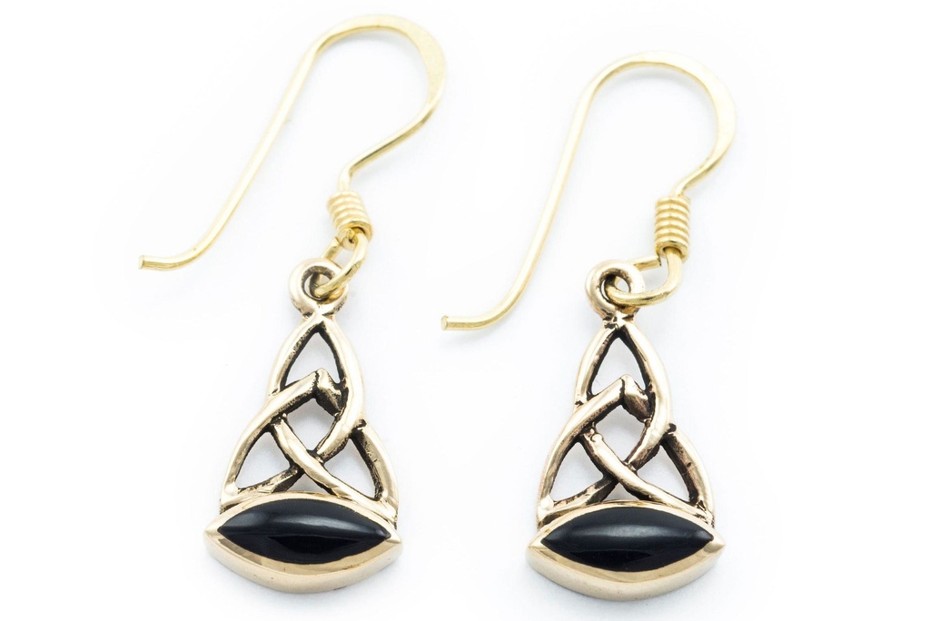 [ohb516] Ohrhänger 'Keltischer Onyx' Bronze Schmuck für Mittelalter, Reenactment und Larp