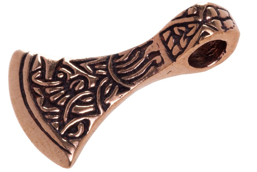 [avb27] Anhänger ANGÁN Axtblatt aus Bronze – Wikinger Mini-Axt Amulett 2,7 cm