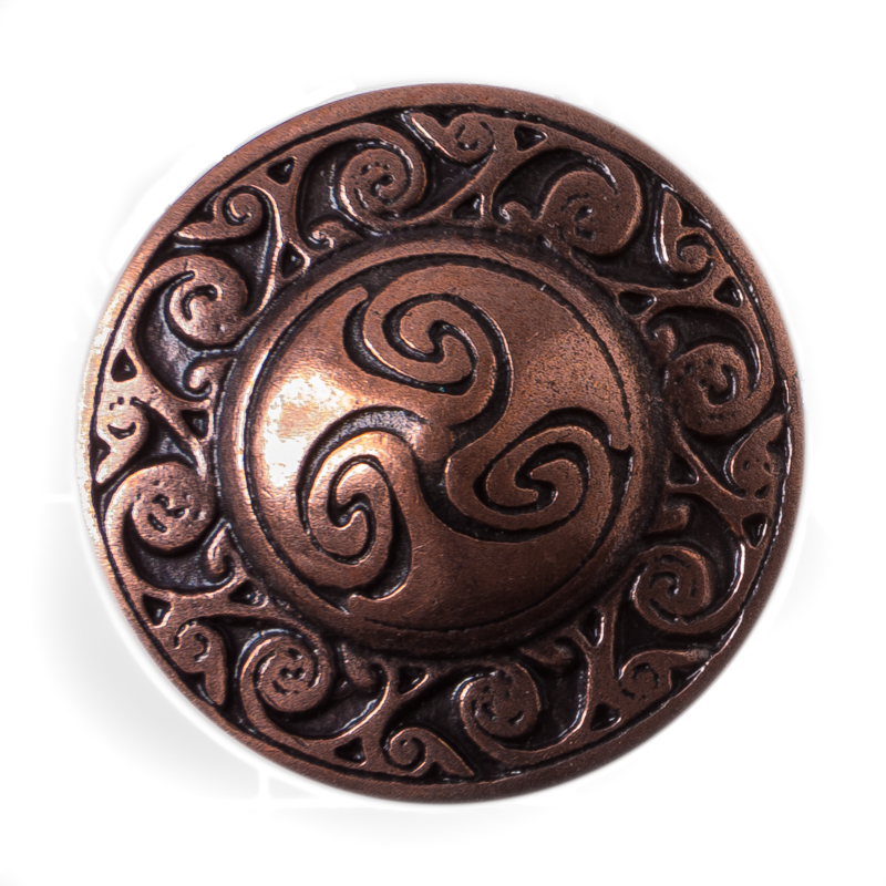 Keltischer Knopf Triskele kupferfarben – 25 mm Zierknopf für Mittelalter Umhang & Mantel