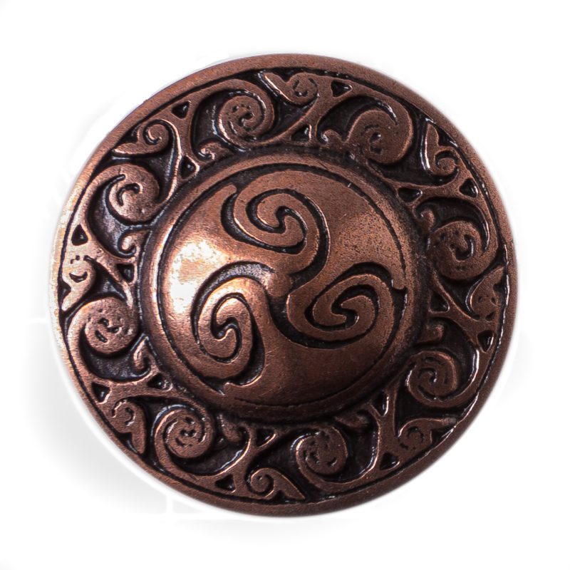 Keltischer Knopf Triskele kupferfarben – 25 mm Zierknopf für Mittelalter Umhang & Mantel