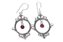 Ohrhänger Cura mit Granat aus Silber 925 – Mittelalterlicher Boho Ohrschmuck 5,4 cm