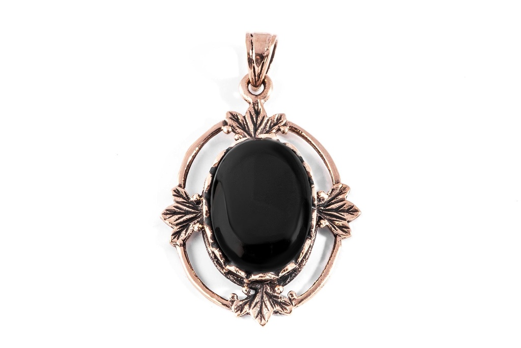 [asb302] Bronze Anhänger MANJA mit Onyx – Mystisches Amulett Schmuck 3,7 cm 