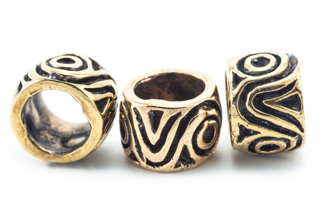 [apb11] Bronze Perle Bartperle Lockenperle - Accessoire für Historische Gewandungen, Reenactment und Liverollenspiel