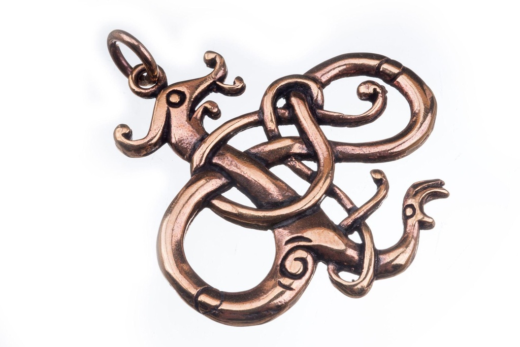 [avb517] Wikinger Anhänger 'Swafnir - Drache Urnesstil' aus Bronze - Mittelalter, Larp, Reenactment Schmuck