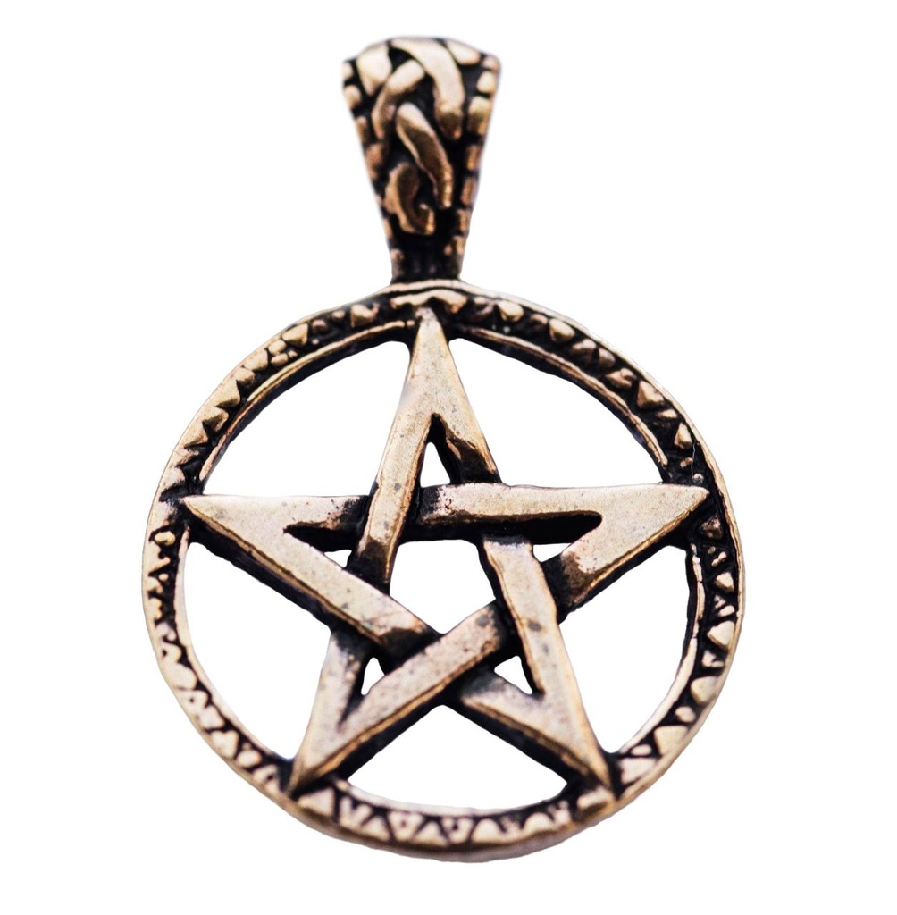 [acb55] Keltisches Amulett, Anhänger 'Morgan – Keltisches Pentagramm' aus Bronze- Mittelalter, Larp, Reenactment Schmuck