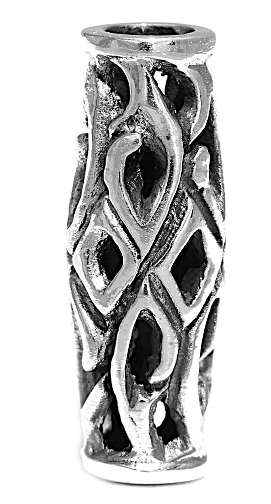 [ap18] Wikinger Bart- & Haarperle "Týr" aus Silber 925 – Zopfperle mit Runenmuster 1,8 cm