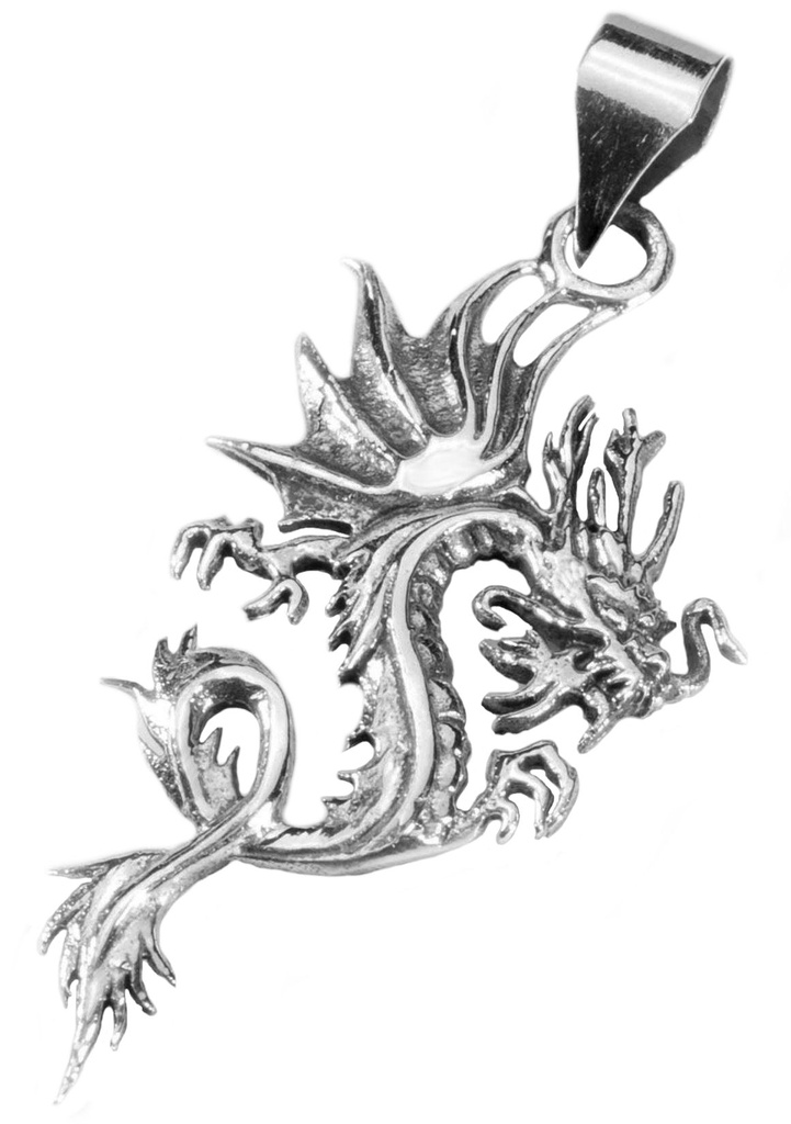 [ad27] Drachen Amulett, Anhänger 'Asian Dragon' aus Silber 925 - Mittelalter, Larp, Reenactment Schmuck
