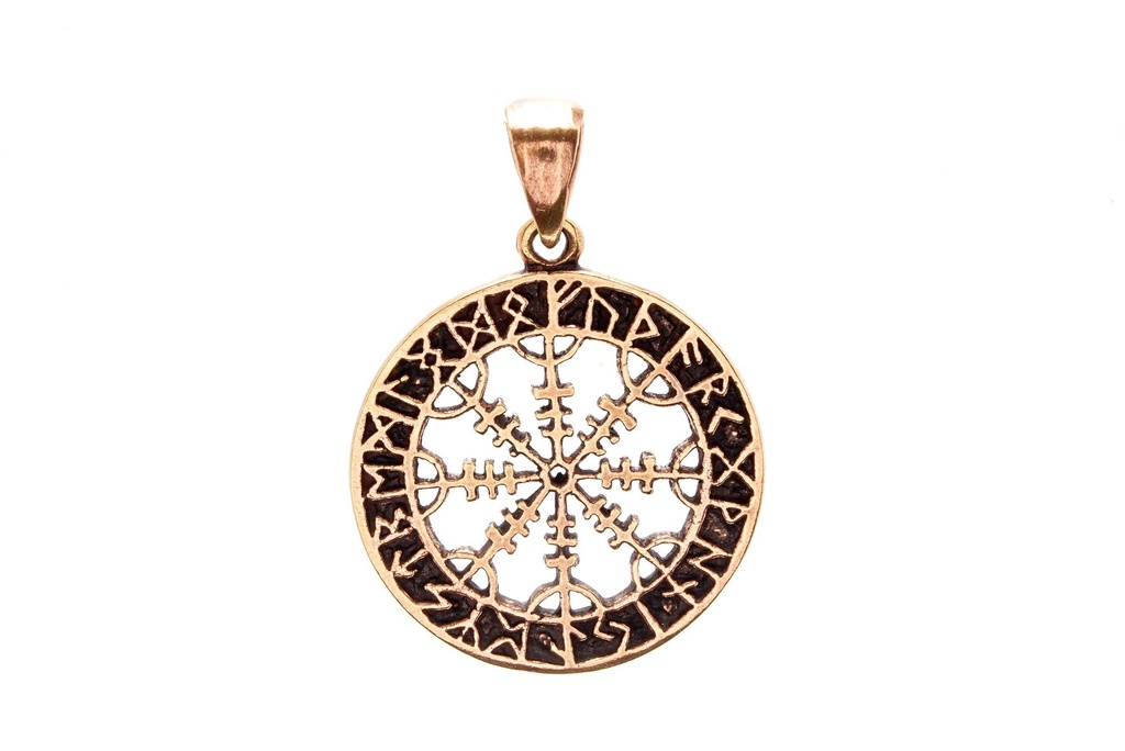 Amulett, Anhänger Oegirshjalmrl Wikinger Kompass' aus Bronze - Mittelalter, Larp, Fantasy Schmuck