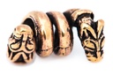 Wikinger Perle "Fabeltier" aus Bronze – Bart- & Haarperle mit Tierköpfen 2 cm