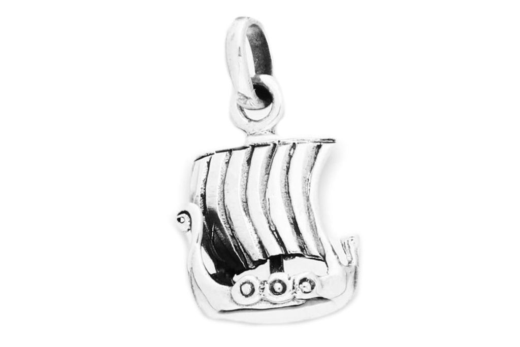 [av62] Wikinger Anhänger 'Árvakur - Kleines Wikingerboot' aus Silber 925 - Mittelalter, Larp, Reenactment Schmuck