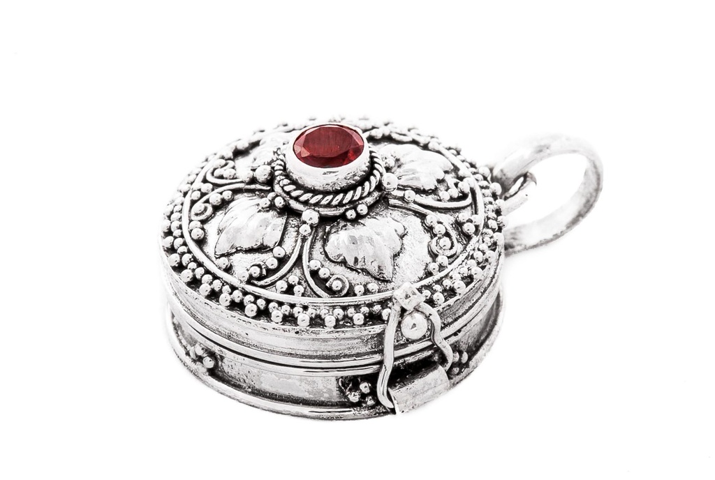 [am176] Medaillon, Anhänger 'Isea - Granat' aus Silber 925 - Mittelalter, Larp, Reenactment Schmuck