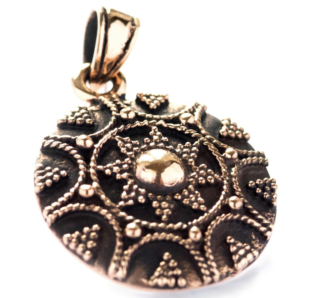 [amb512] Amulett, Anhänger 'Goldene Sonne' aus Bronze - Mittelalter, Larp, Fantasy Schmuck