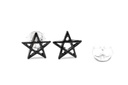 Ohrstecker 'Pentagramm Sarala schwarz' Sterling Silber 925 - Schmuck für Mittelalter, Reenactment und Larp