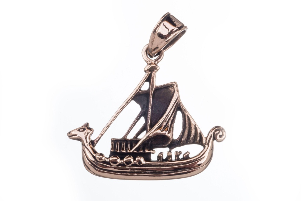  Anhänger NAGLFAR aus Bronze – Wikingerschiff Drachenboot Amulett 3,2 cm