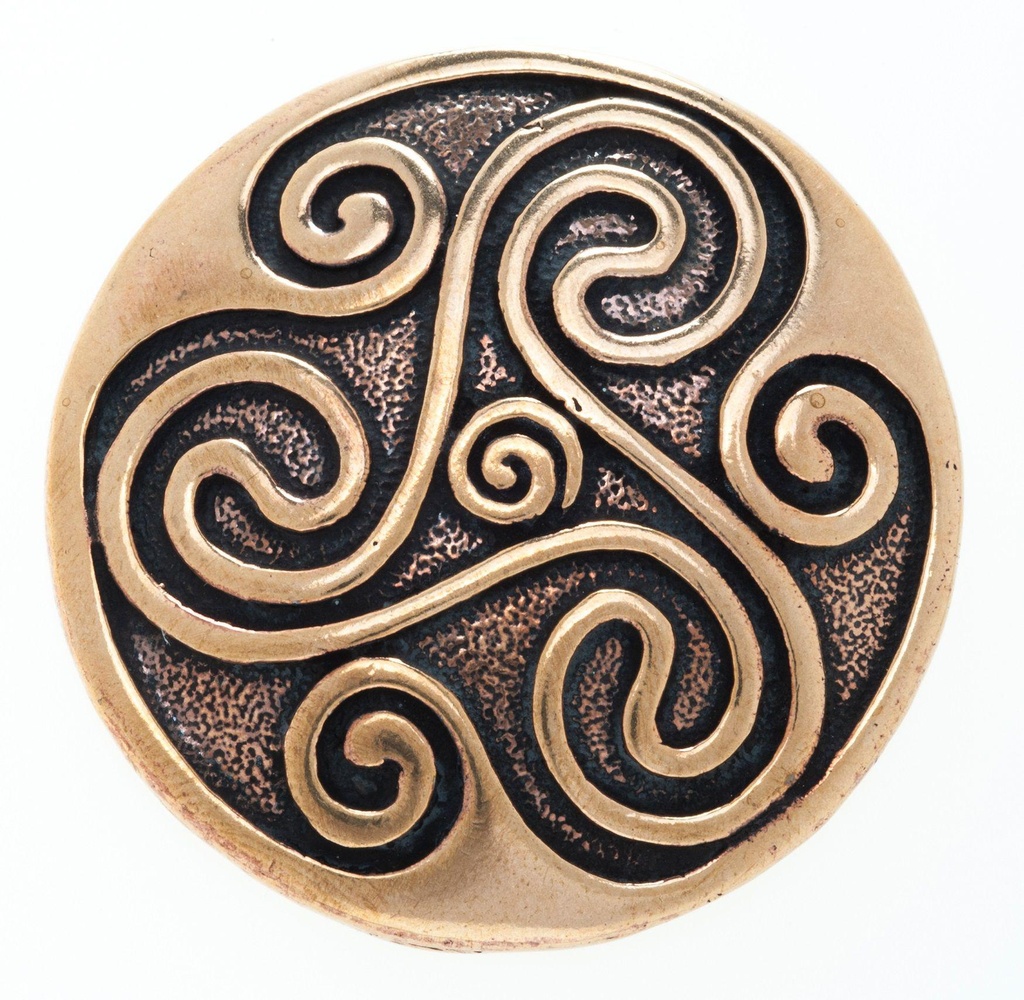 [acb515] Keltisches Amulett, Anhänger 'Caila – Große Triskele' aus Bronze- Mittelalter, Larp, Reenactment Schmuck