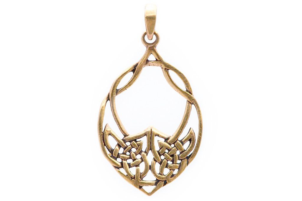 [acb16] Keltisches Amulett, Anhänger 'Celtic Heart' aus Bronze- Mittelalter, Larp, Reenactment Schmuck