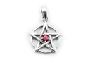 Amulett, Anhänger 'Pentagramm mit rotem Stein' aus Silber 925 - Mittelalter, Larp, Fantasy Schmuck