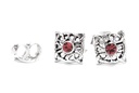 Ohrstecker SIANNA aus 925er Silber Ø 7 mm – Keltisches Vier-Elemente-Motiv Rot (Feuer)