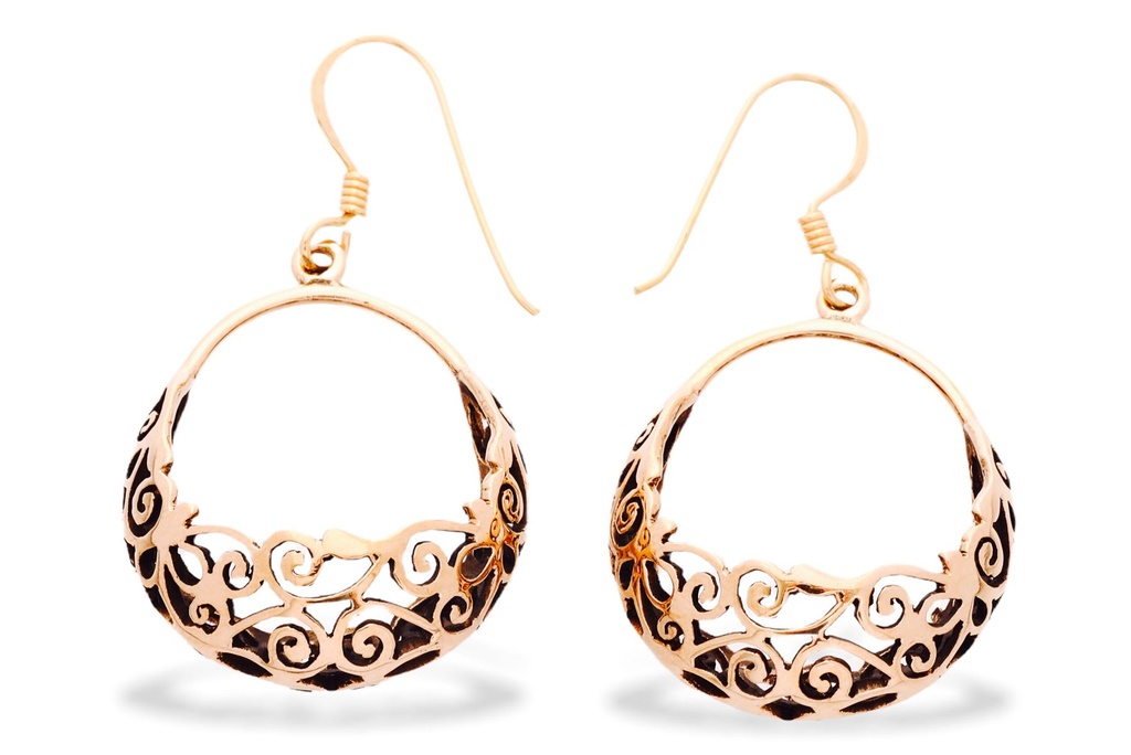 [ohb592] Ohrhänger 'Nelia Spirals' Bronze Schmuck für Mittelalter, Reenactment und Larp
