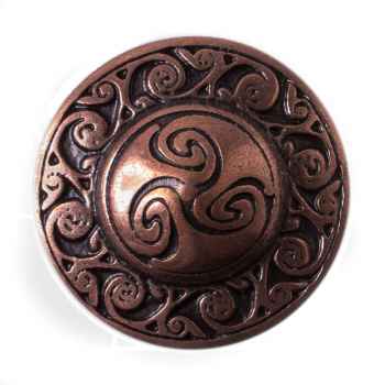[6986] Keltischer Knopf Triskele kupferfarben – 25 mm Zierknopf für Umhang, Mantel & Tunika