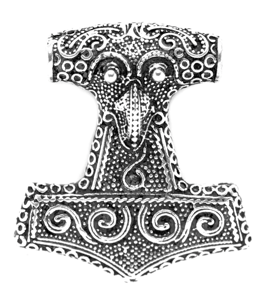 [at28] Großer Thorshammer Anhänger THYR 4 cm aus Silber – Wikinger Mjölnir Amulett 25 g
