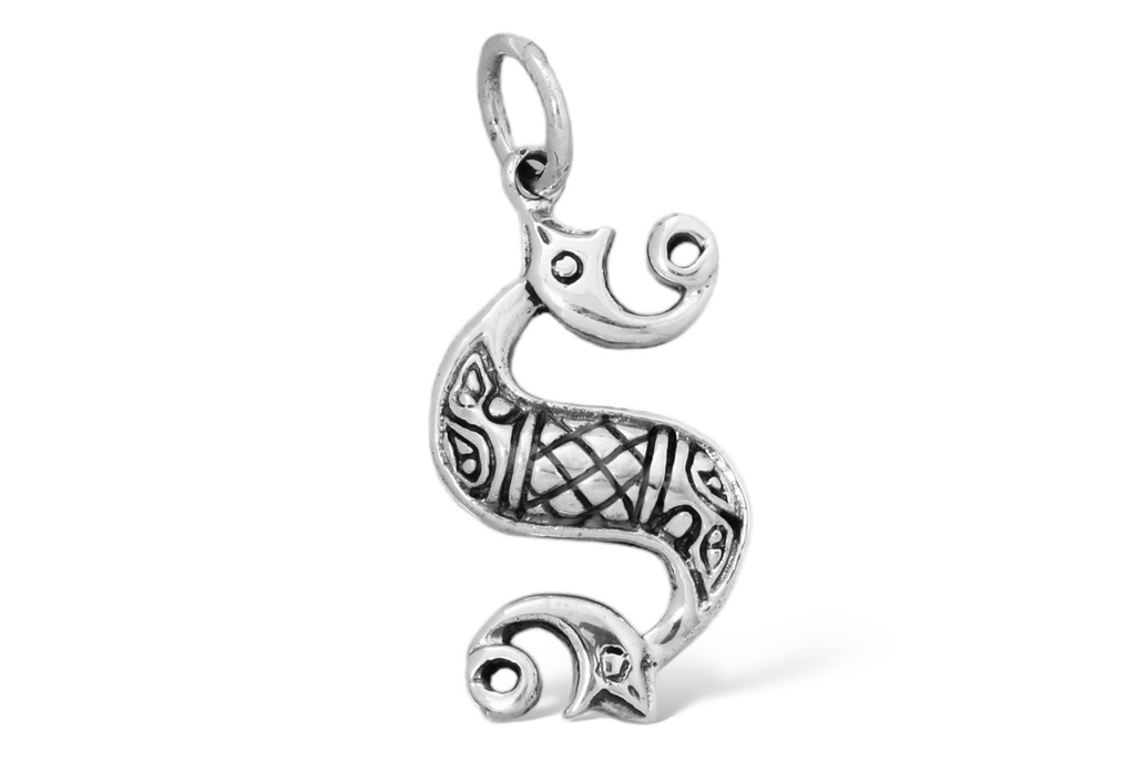 [ac99] Keltisches Amulett, Anhänger 'Keltisches Seepferd' aus Silber 925- Mittelalter, Larp, Reenactment Schmuck
