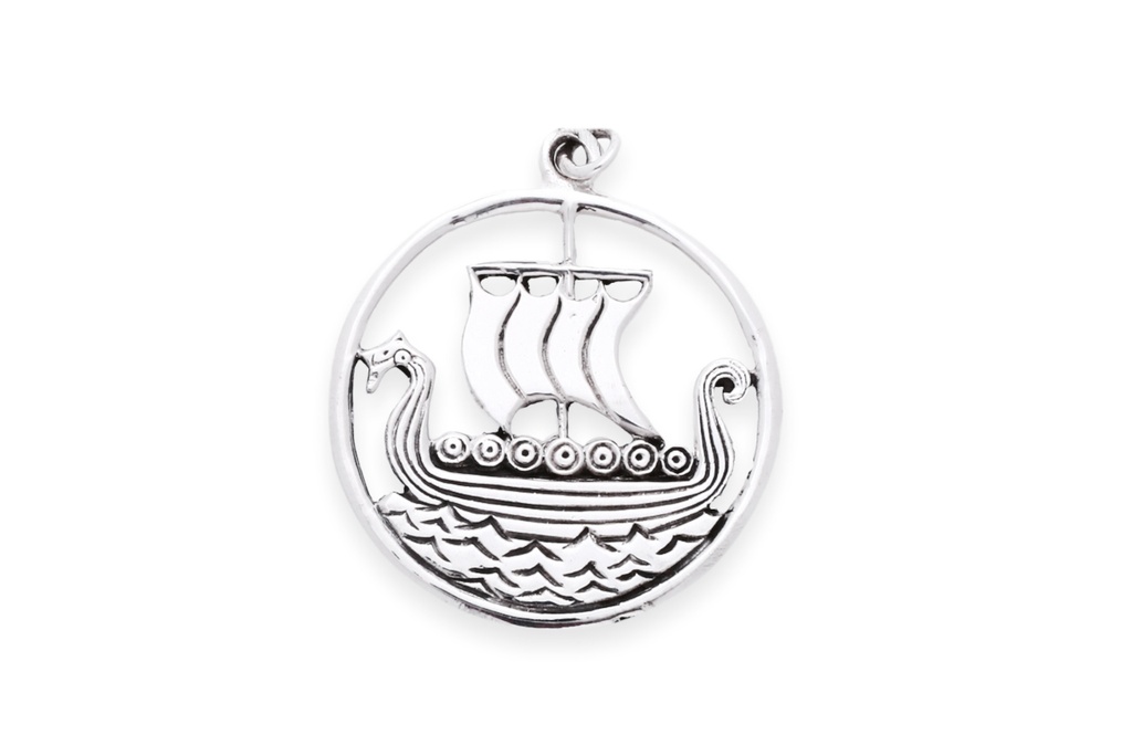 Schmuck Anhänger Svold – Drachenschiff 2,3 cm – Silber 925 – Nordisches Amulett für Abenteuer und Entdeckergeist
