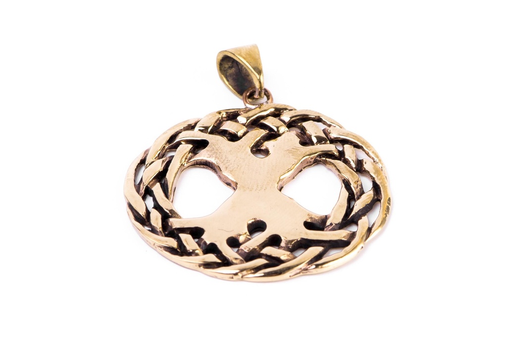 [acb88] Keltischer Anhänger YGGDRASIL aus Bronze – Der große Lebensbaum als Symbol für Stärke und Verbundenheit (Ø 3,3 cm)