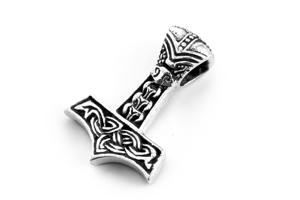 [at46] Thorshammer Anhänger AKIR aus Silber – Kleiner Mjölnir Wikinger Schmuck 2 cm
