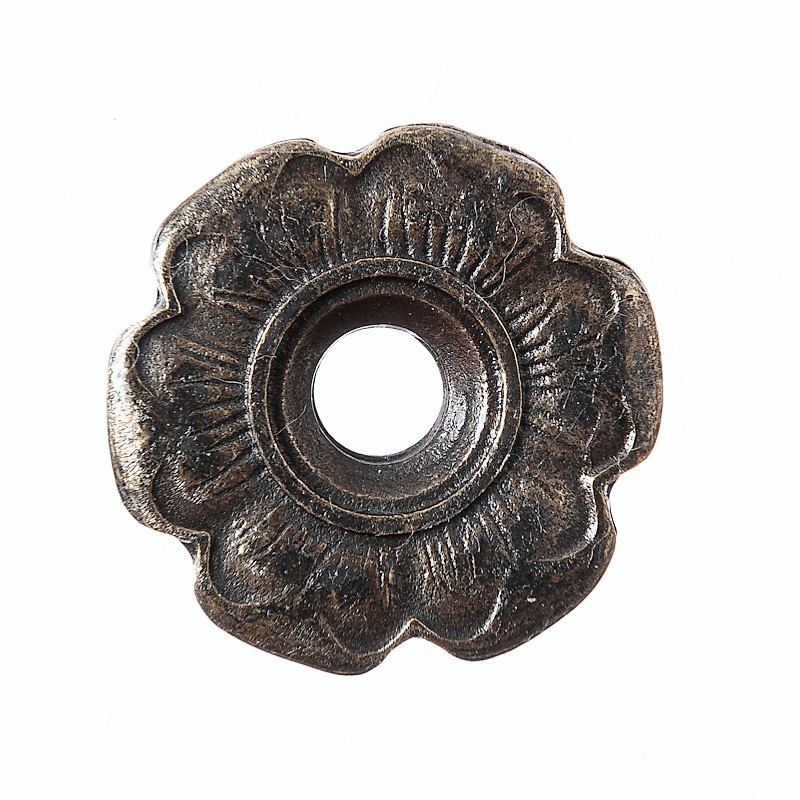 Zierniete Hibiscus altmessing – 20 mm Blütenbeschlag mit Mittelloch für Taschen, Gürtel & Gewandungen
