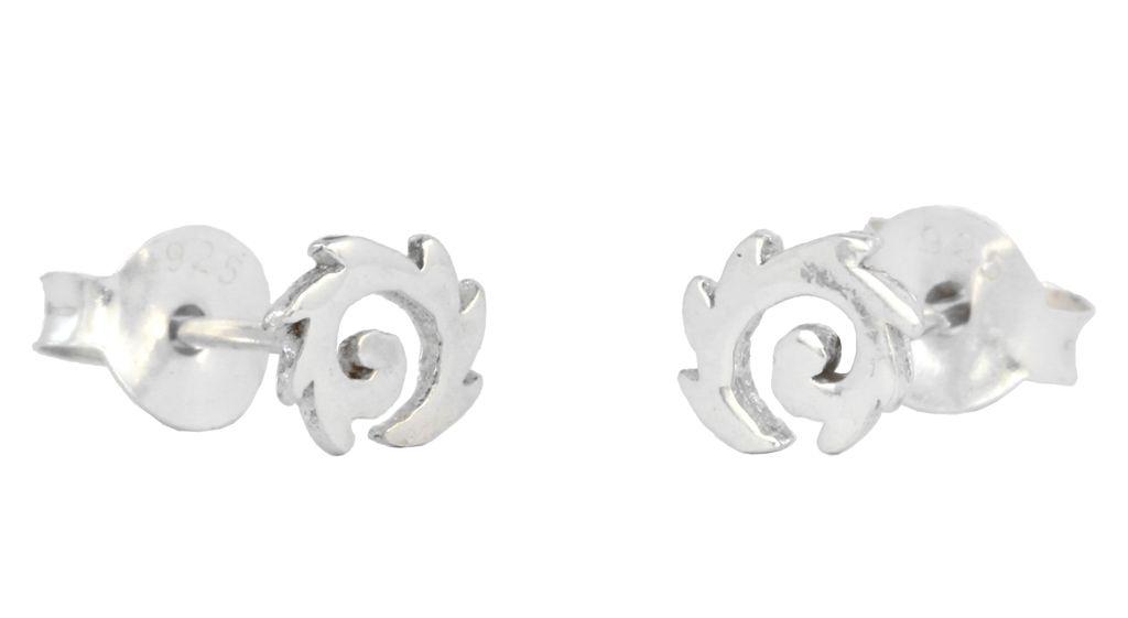 Keltische Ohrstecker Rana aus Silber – Mini-Sonnenspiralen 5 mm
