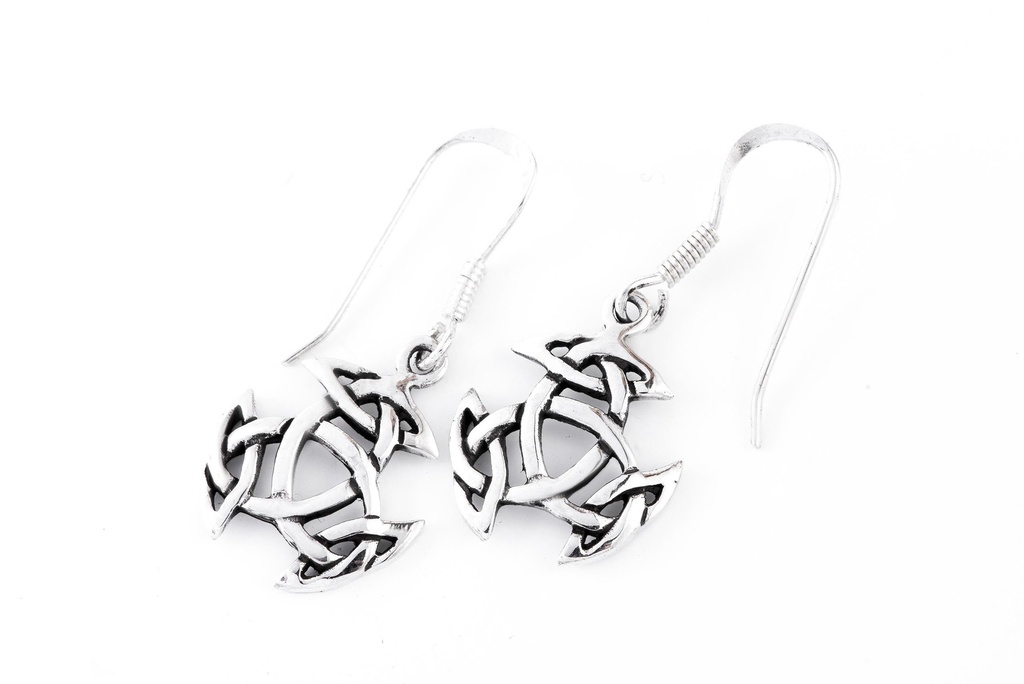 [oh114] Ohrhänger 'Offene Dreifalt' Silber 925 -  Schmuck für Mittelalter, Reenactment und Larp
