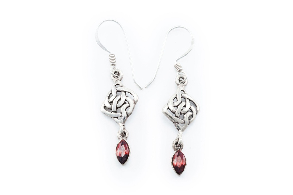 AWENA Ohrringe aus Silber – Keltischer Unendlichkeitsknoten Ohrhänger mit Spirale 3,8 cm