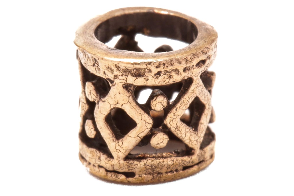 Mini Wikinger Haar- & Bartperle IMKE aus Bronze – 4 mm Zopfperle mit Netzstruktur für feine Strähnen